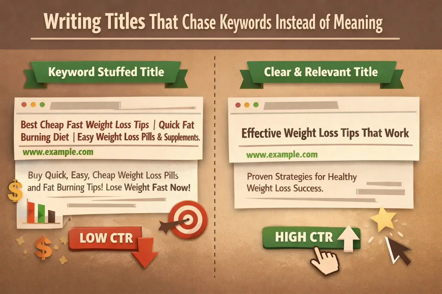 SEO titles focused on keywords instead of meaning