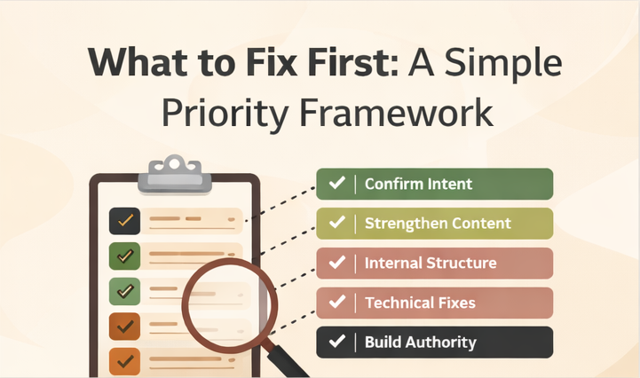 seo priority framework showing what to fix first for better rankings