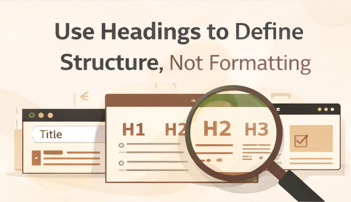 Using headings to define page structure rather than visual formatting